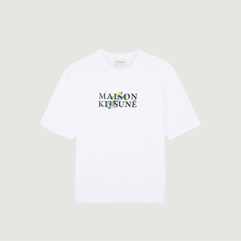 T-Shirt mit Blumenmuster - Maison Kitsuné