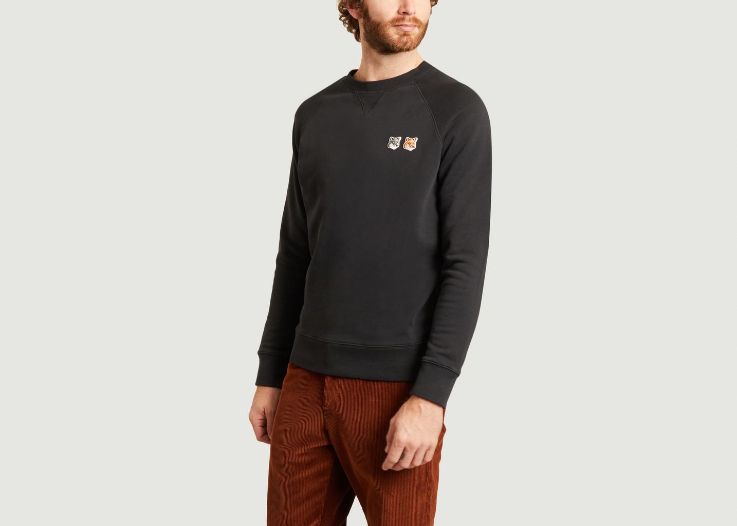 Sweatshirt en coton avec double logo - Maison Kitsuné