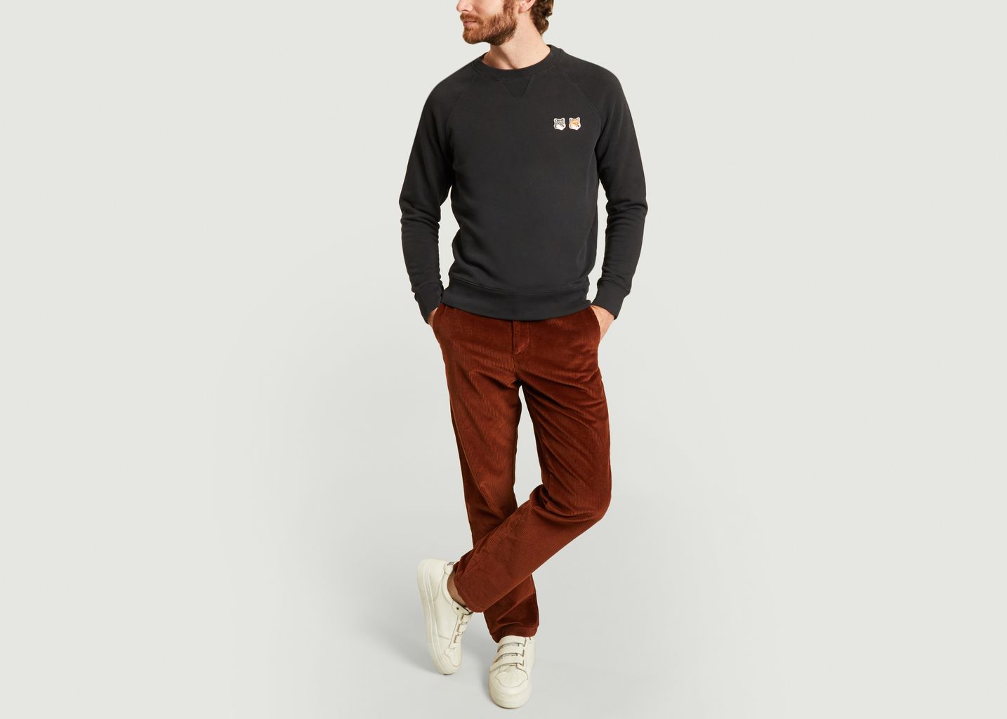 Sweatshirt en coton avec double logo - Maison Kitsuné