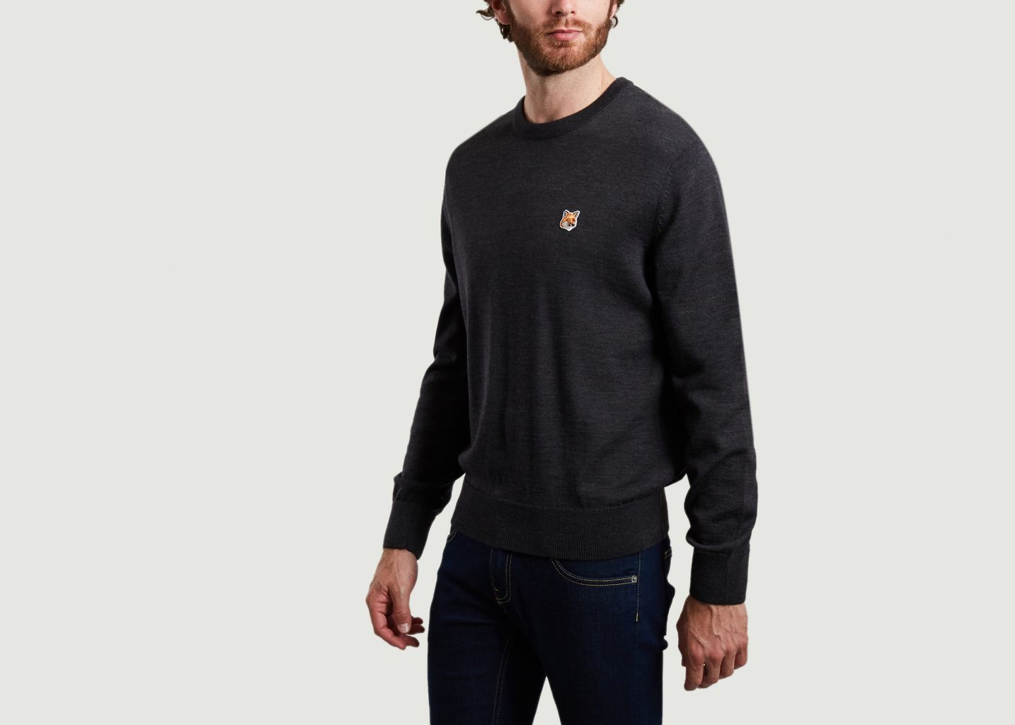 Pull siglé en laine mérinos - Maison Kitsuné