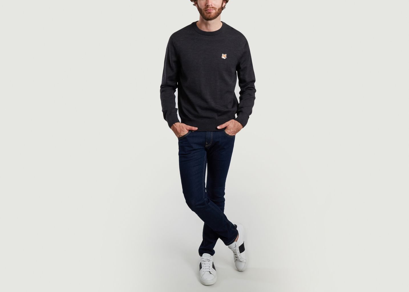 Pull siglé en laine mérinos - Maison Kitsuné