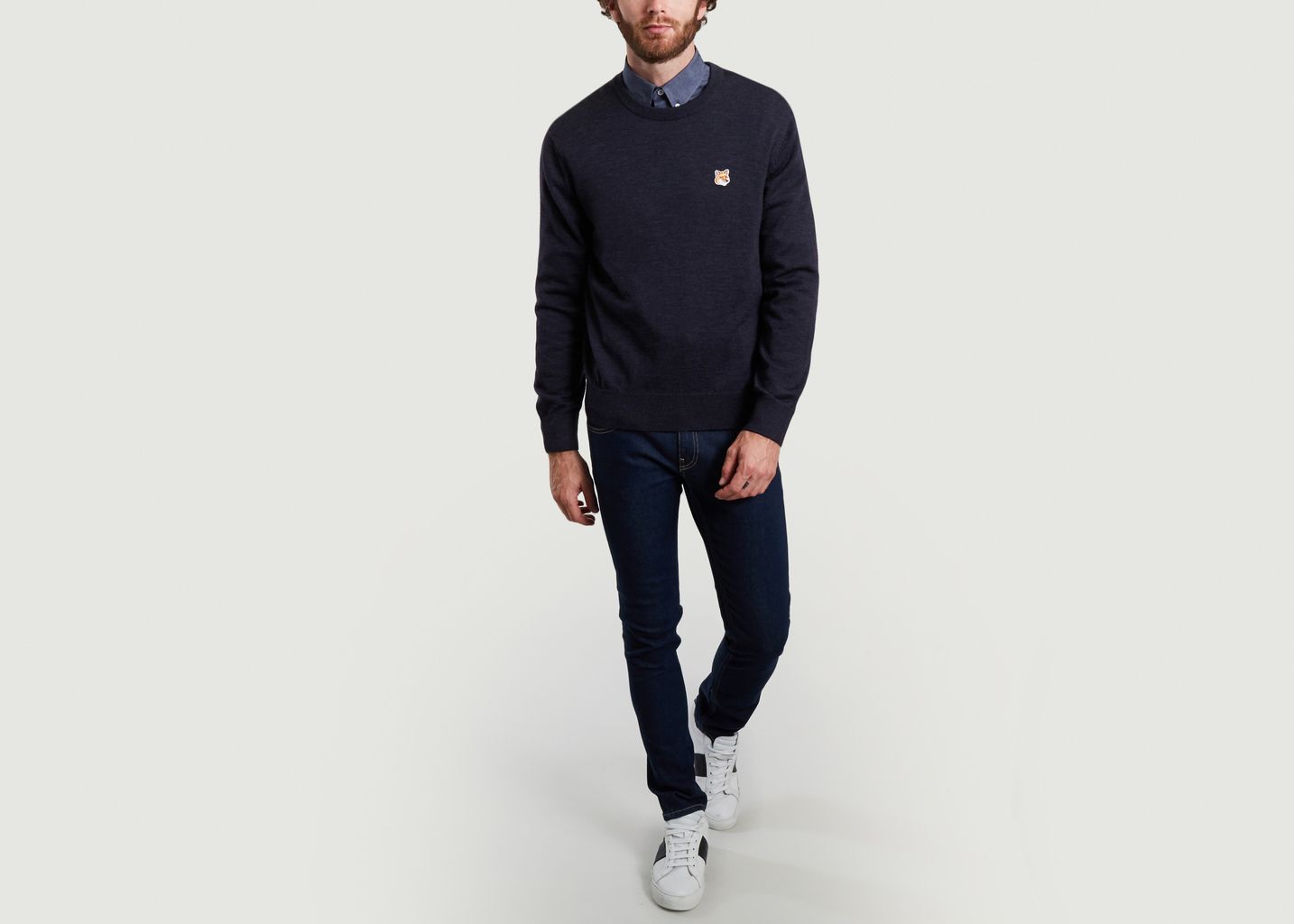 Pull siglé en laine mérinos - Maison Kitsuné