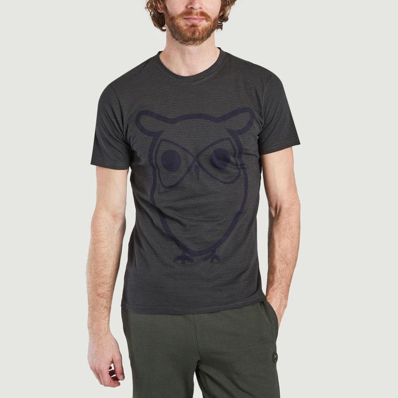 T-shirt à rayures étroites avec impression de hibou - KCA
