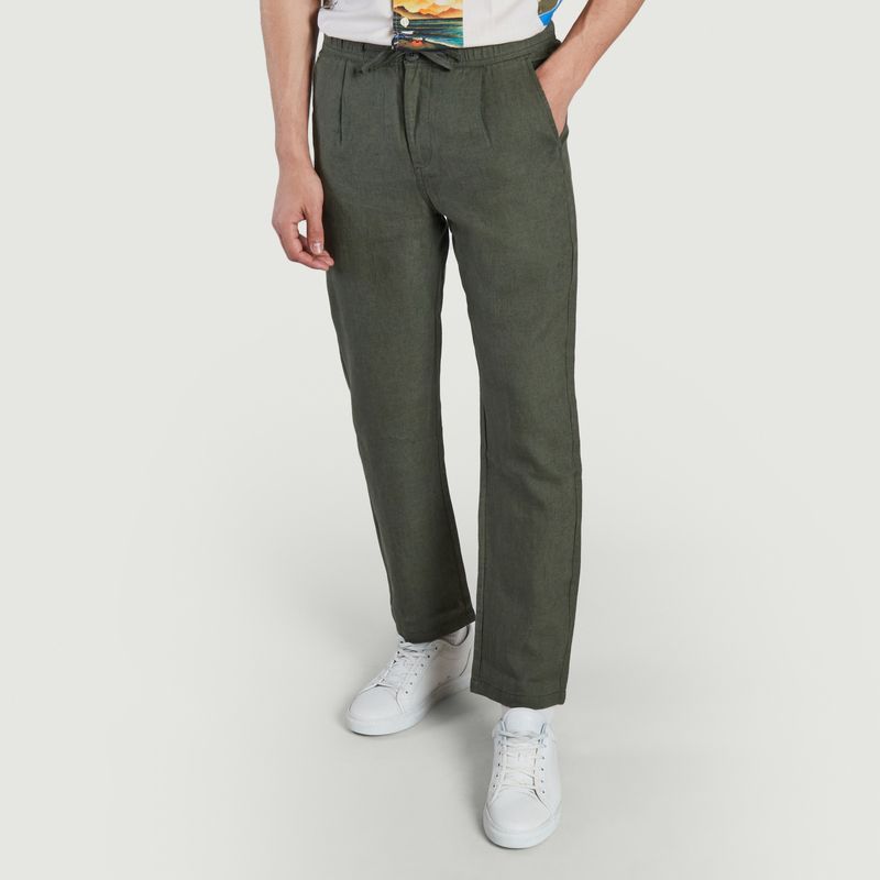 Buy Loose linen pant - Burned Olive - from KnowledgeCotton Apparel®