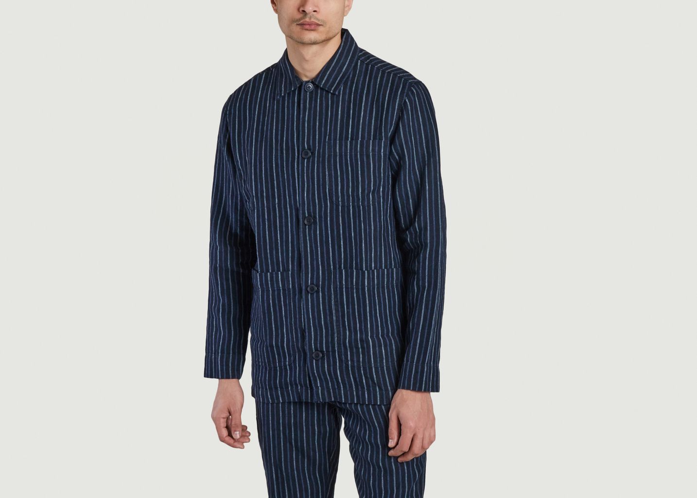 Striped organic linen overshirt - KCA