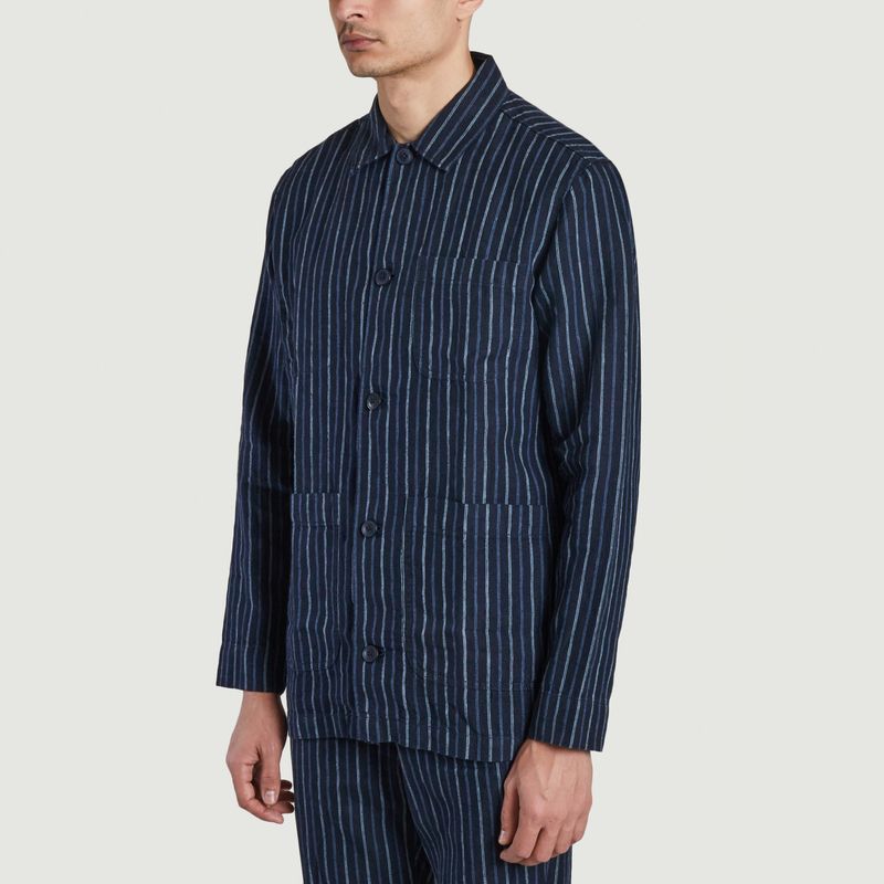 Striped organic linen overshirt - KCA