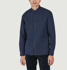 HARALD small owl oxford regular fit shirt - GOTS Vegan