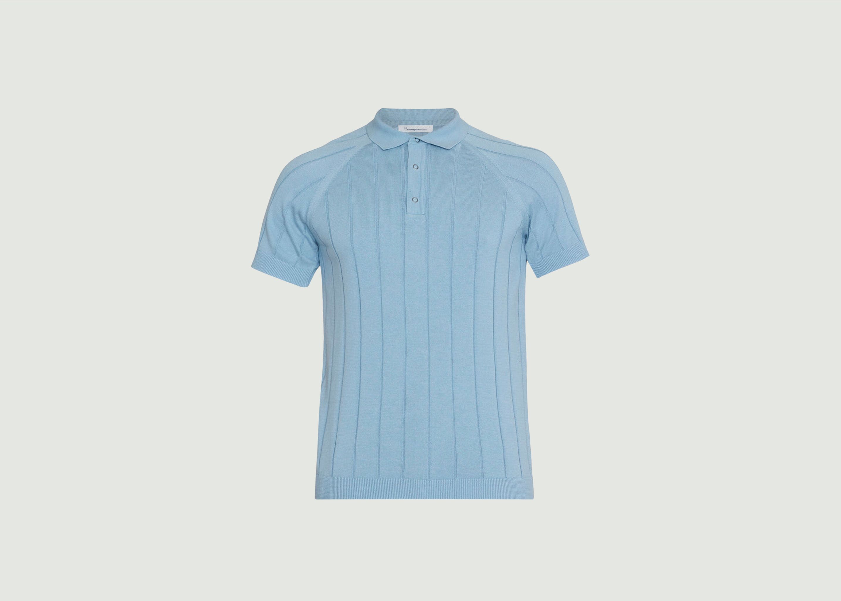 Regular short-sleeved striped knit polo shirt - KCA