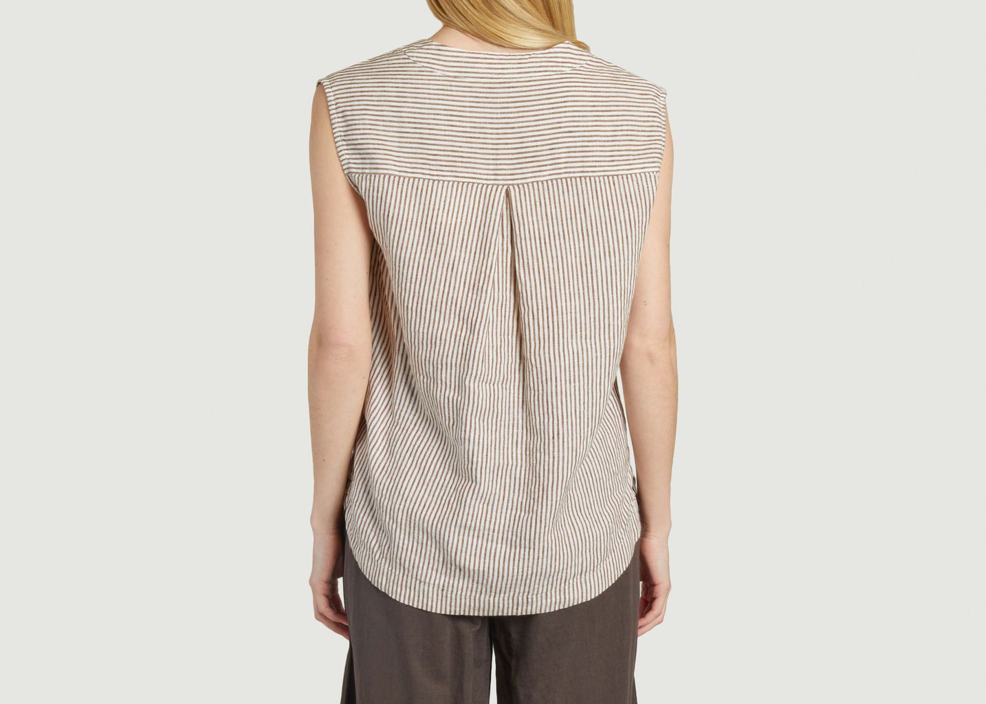 Linen Stripe Sleeveless Top - KCA