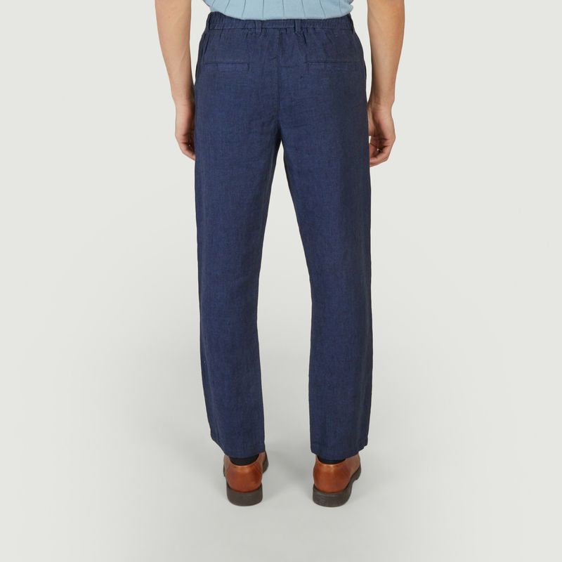 Tapered pants with elastic waistband in Tim herringbone linen - KCA
