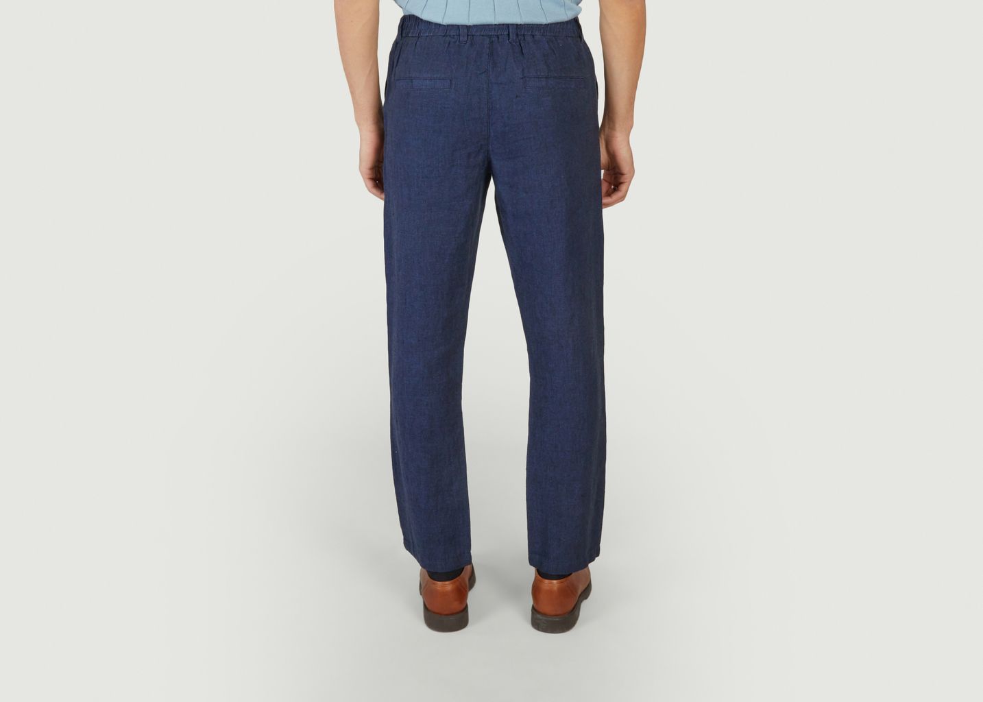 Tapered pants with elastic waistband in Tim herringbone linen - KCA