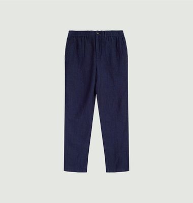 Tapered pants with elastic waistband in Tim herringbone linen