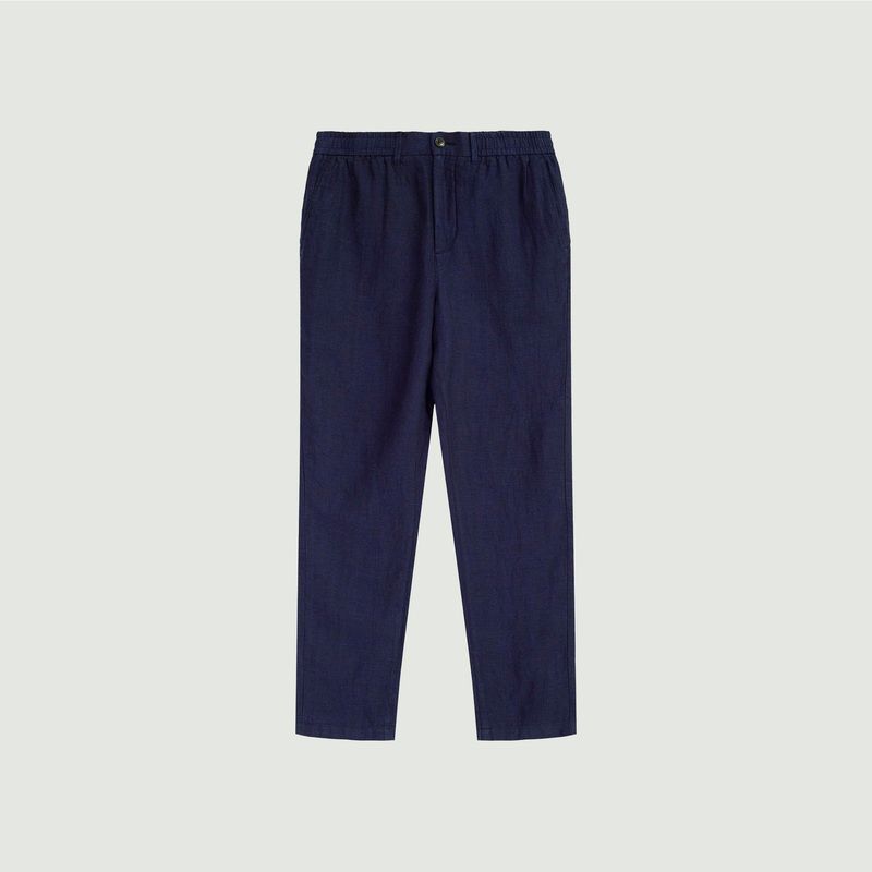 Tapered pants with elastic waistband in Tim herringbone linen - KCA