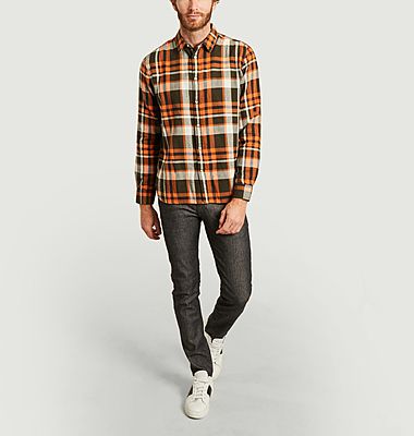 Larch checked organic cotton flannel shirt