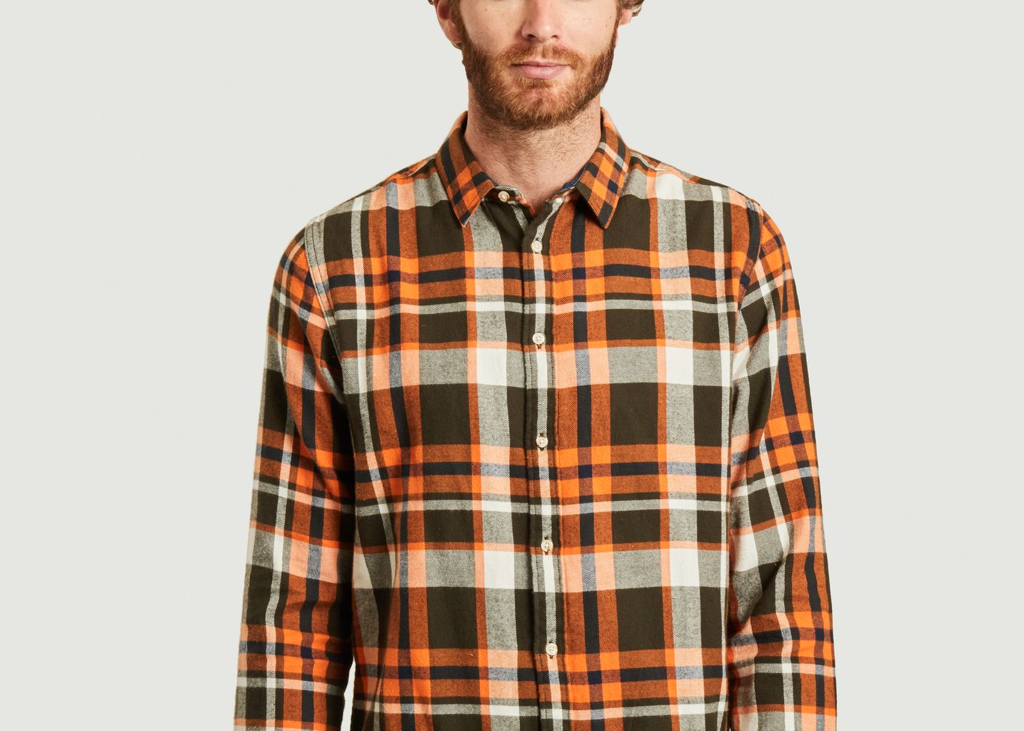 Larch checked organic cotton flannel shirt - KCA