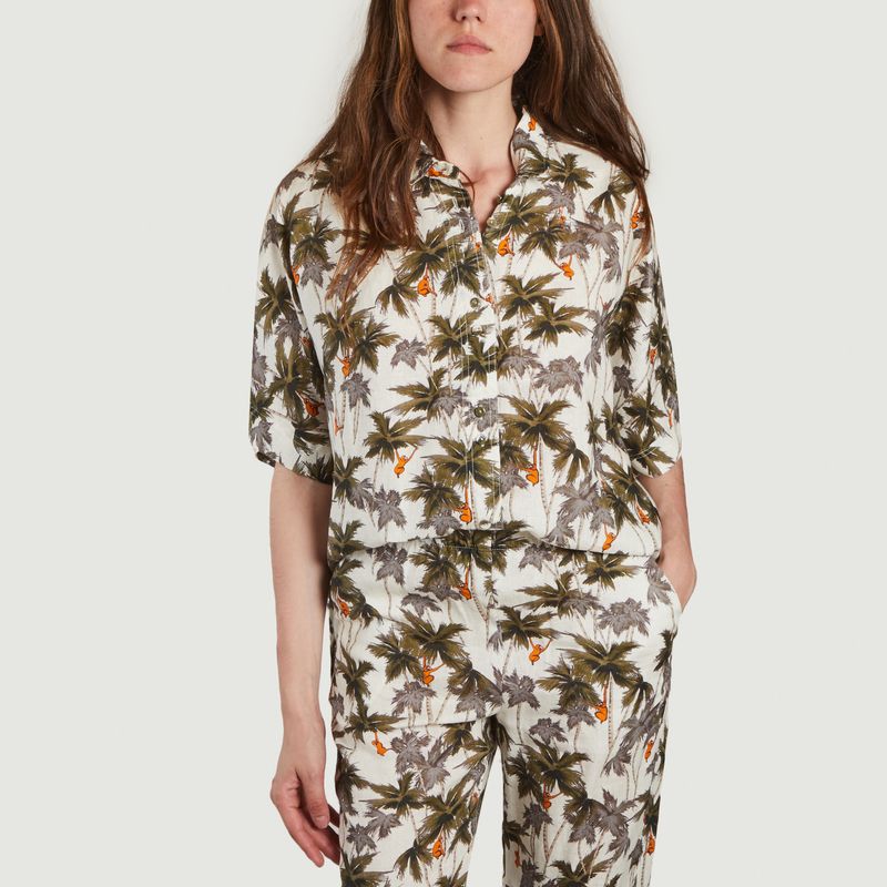 Organic linen Kimono shirt - komodo