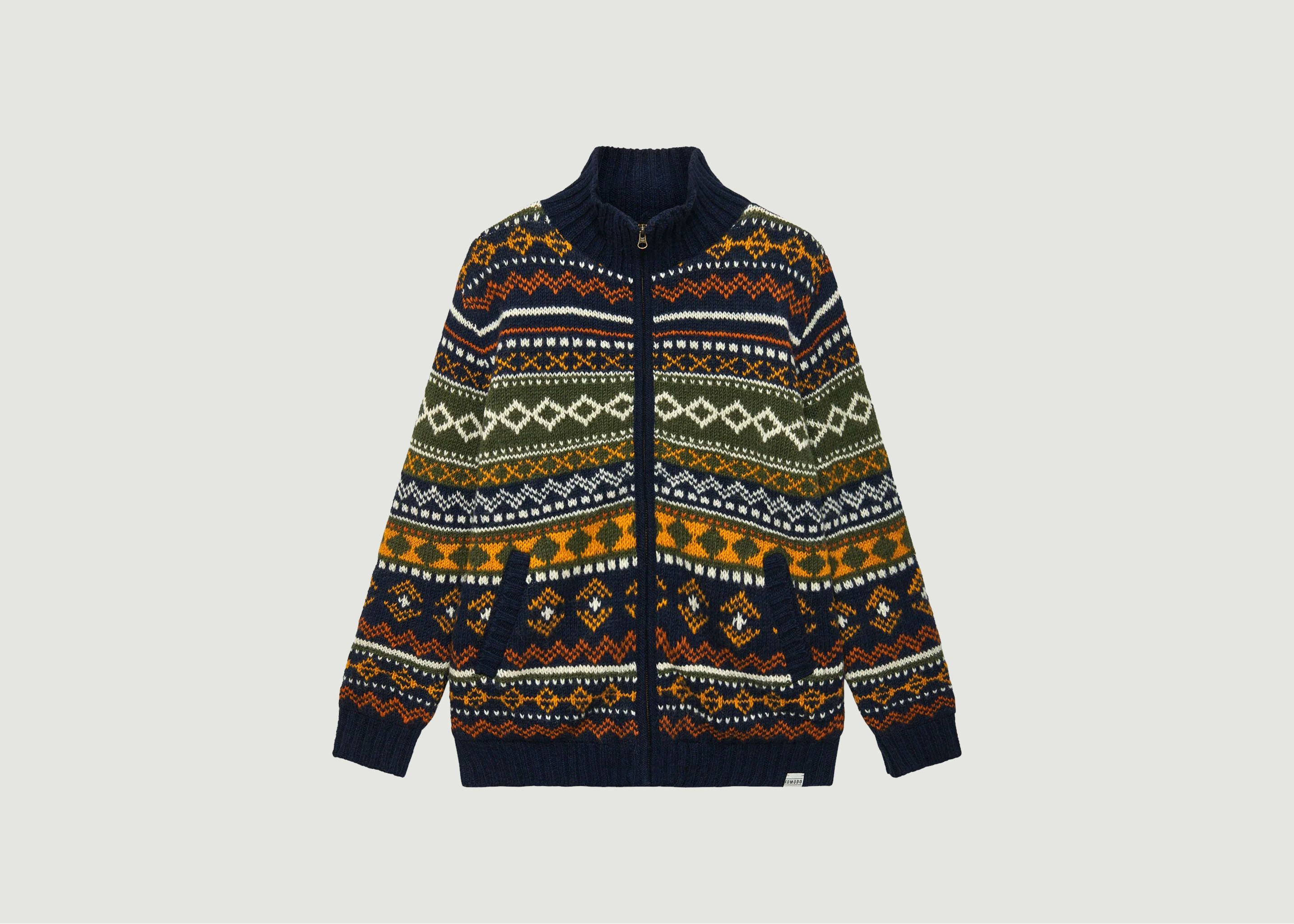 Fair Isle - Fleece Lined Wool Jacket - komodo