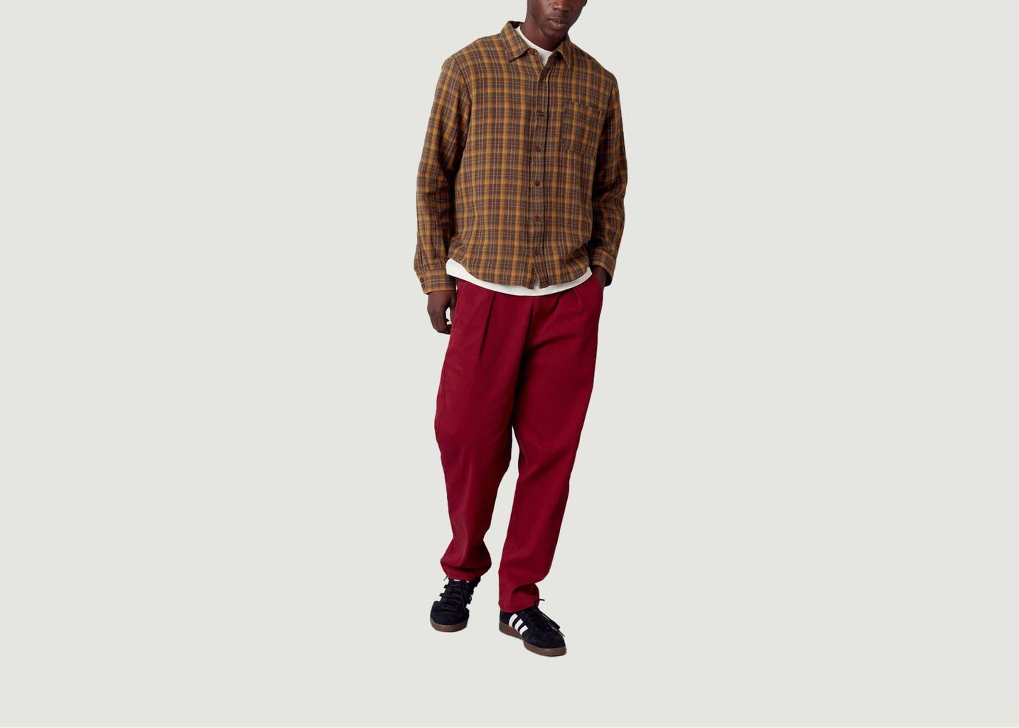 Bowie - Loose Fit Organic Cotton Twill Trouser - komodo