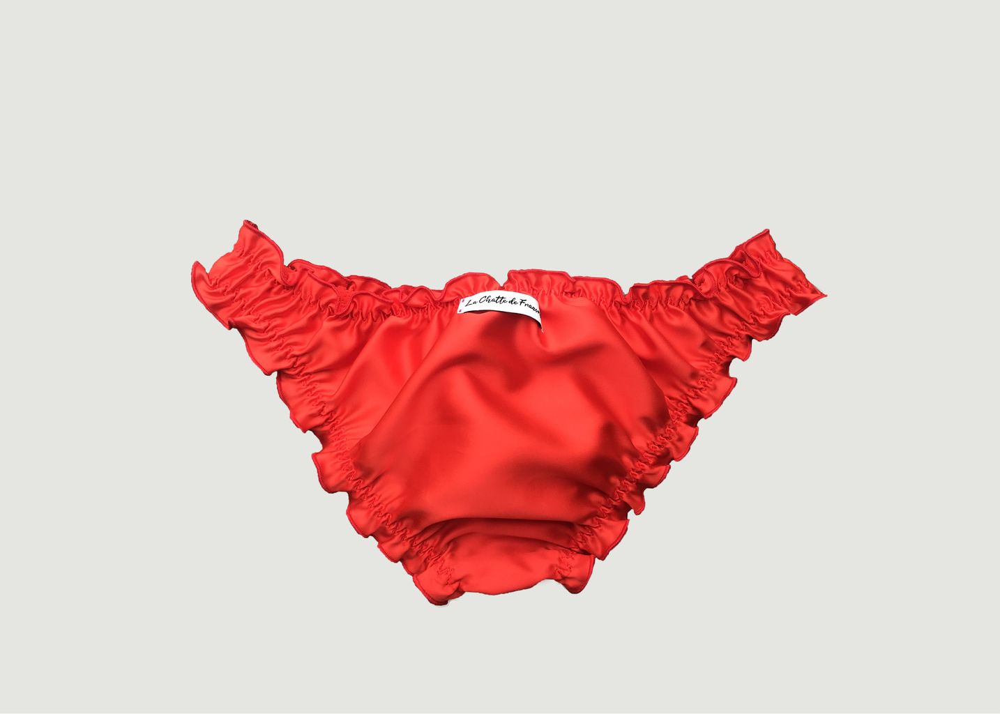 Red satin panties - La chatte de Françoise
