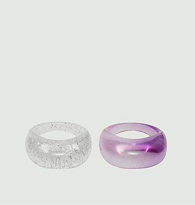 Duo of plastic rings Bat Violet