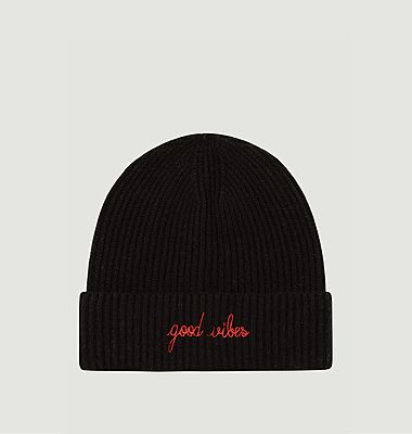 Beanie with embroidered lettering good vibes Vincennes