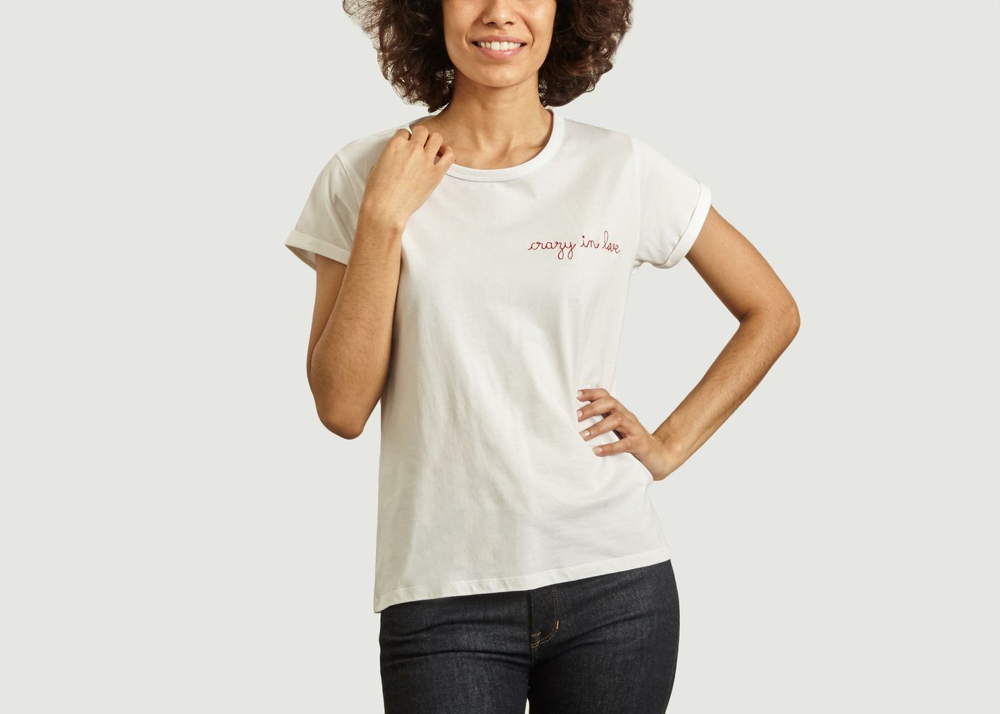 T Shirt Brode Crazy In Love Blanc Maison Labiche Paris L Exception