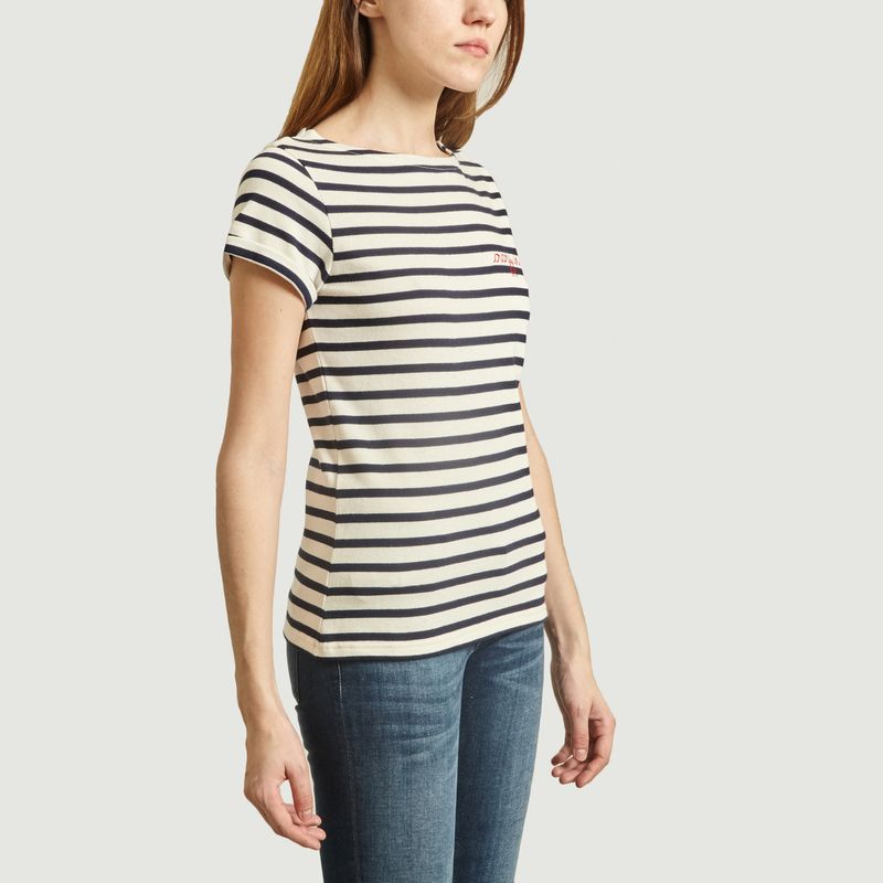 T Shirt Mariniere Brode Crazy In Love Ecru Maison Labiche Paris L Exception