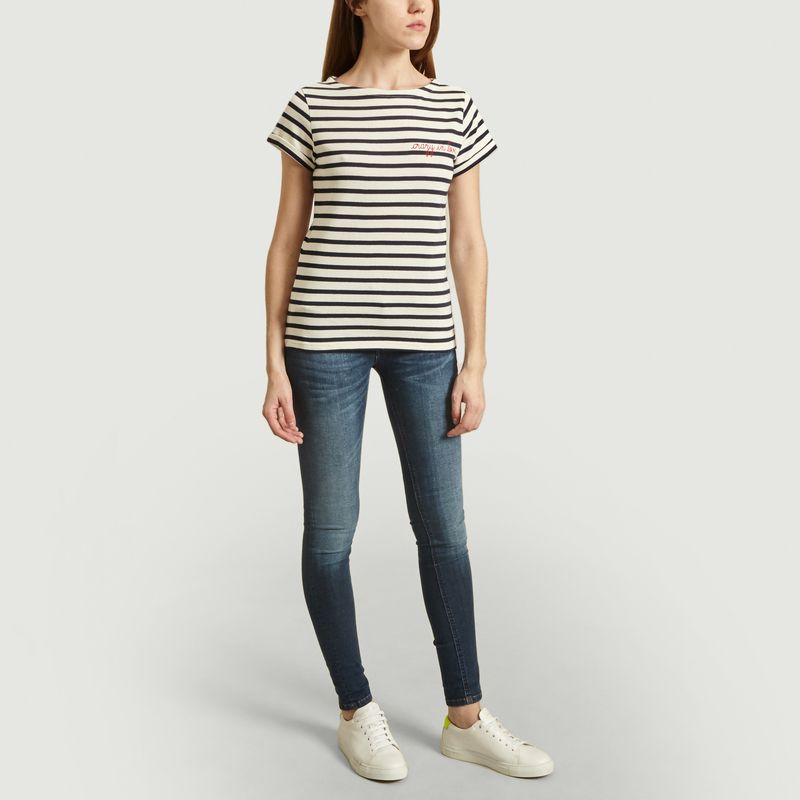 T Shirt Mariniere Brode Crazy In Love Ecru Maison Labiche Paris L Exception