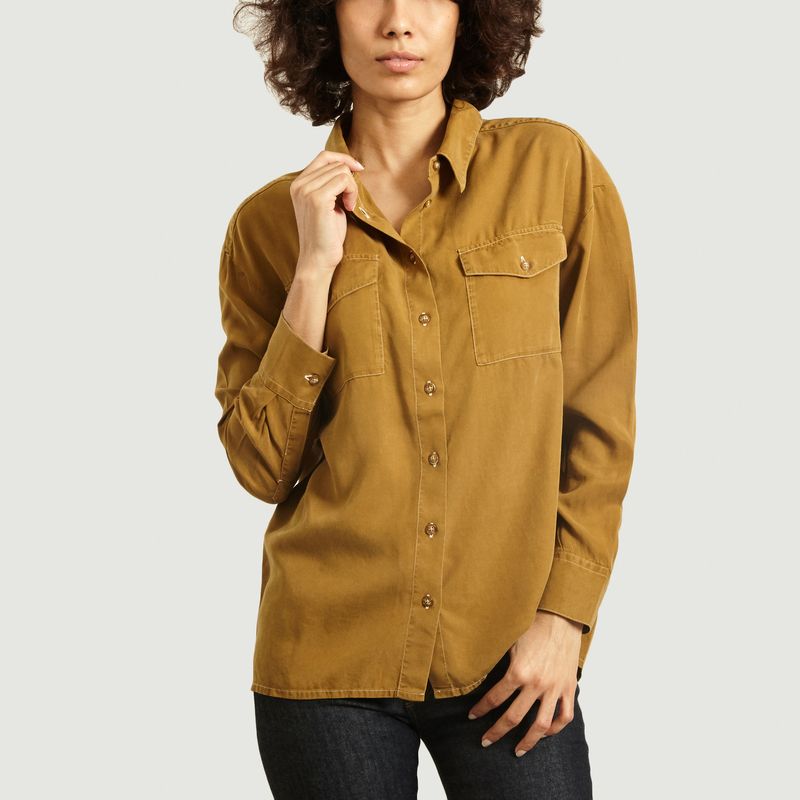 Embroidered Shirt 3 4 Sleeves Camel Maison Labiche Paris L Exception