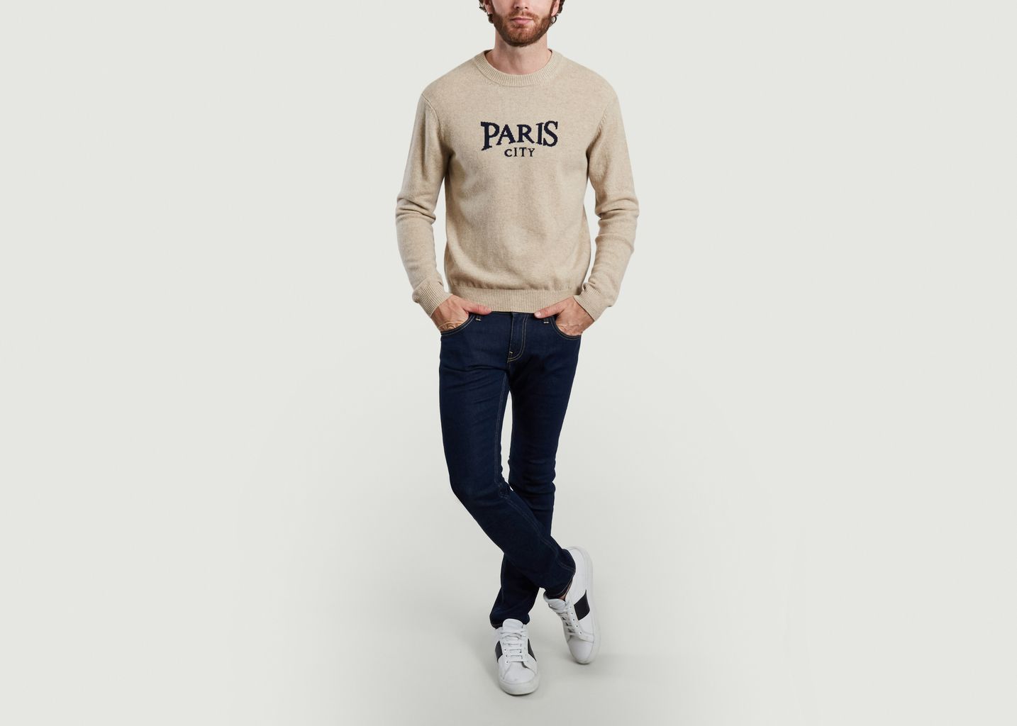 Pull en laine mérinos intarsia Paris City - Maison Labiche