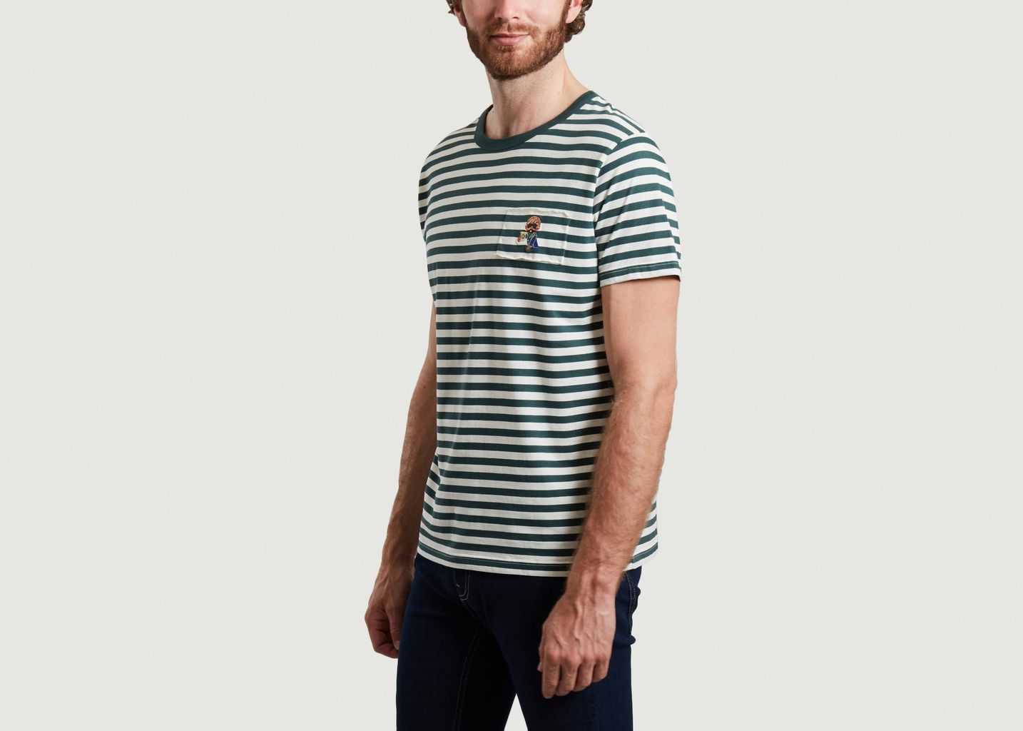 Striped t-shirt with dog embroidery - Maison Labiche