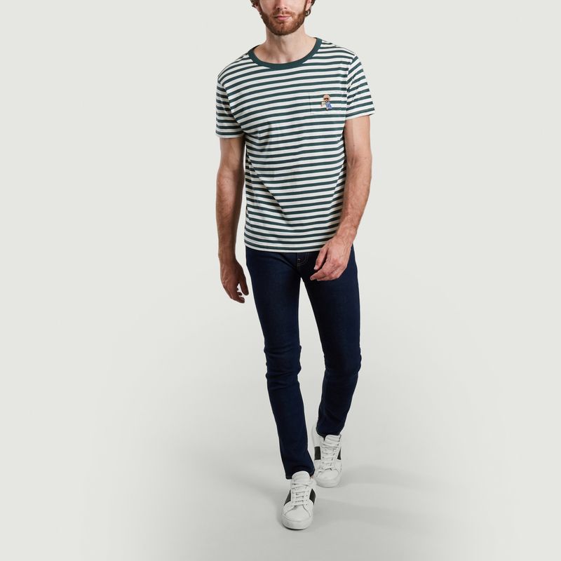 Striped t-shirt with dog embroidery - Maison Labiche