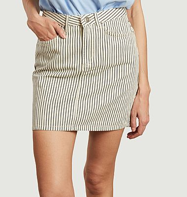 Cotton canvas striped short skirt