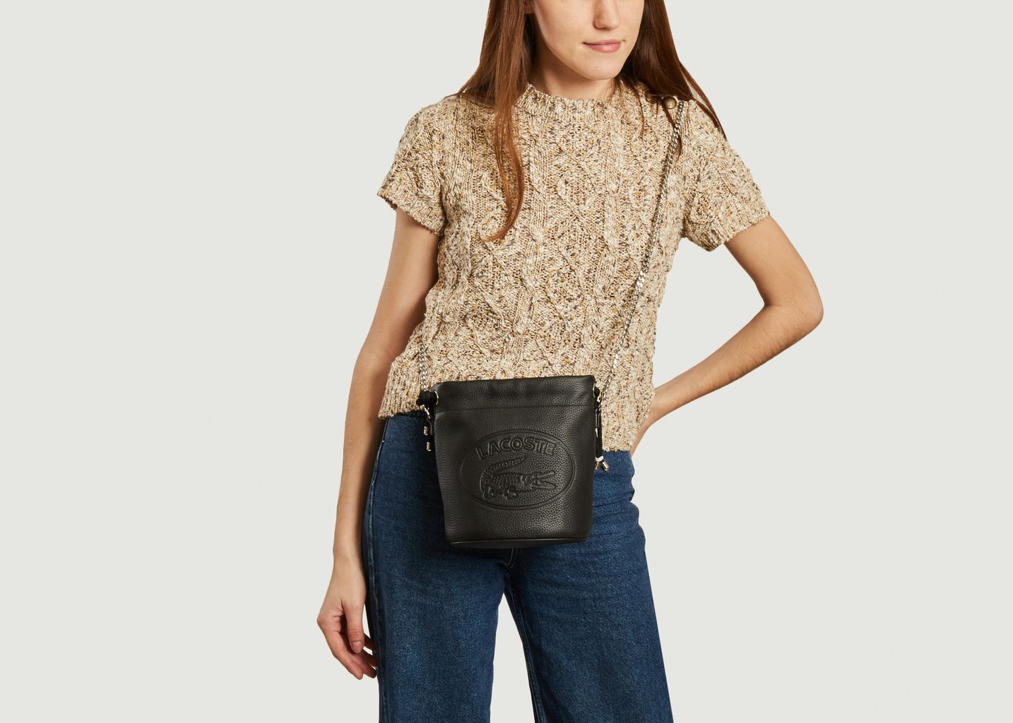 Sac seau en cuir grainé Croco Crew - Lacoste