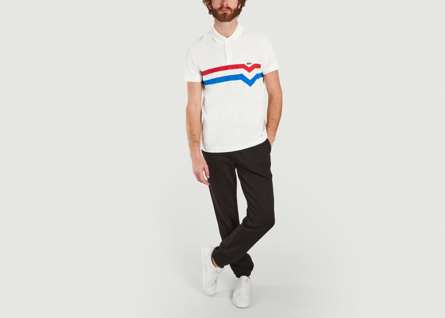 Polo à rayures en coton biologique - Lacoste