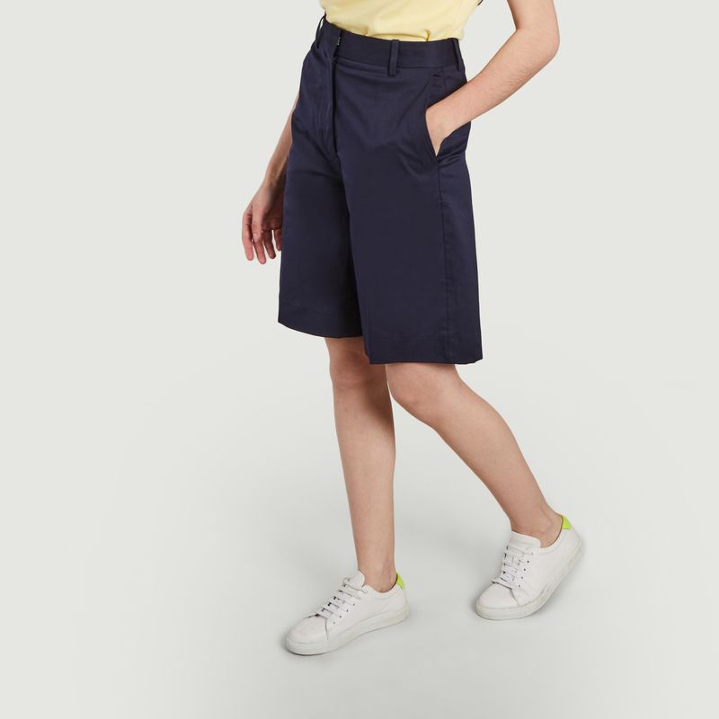 High waist shorts with pleats in stretch cotton - Lacoste