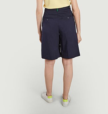 Bermuda-Shorts mit hoher Taille und Falten aus Stretch-Baumwolle