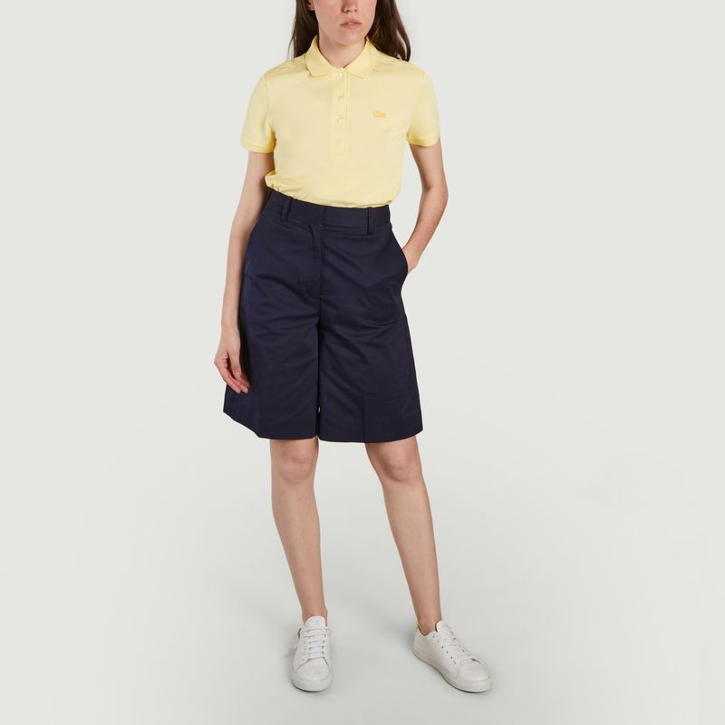 High waist shorts with pleats in stretch cotton - Lacoste