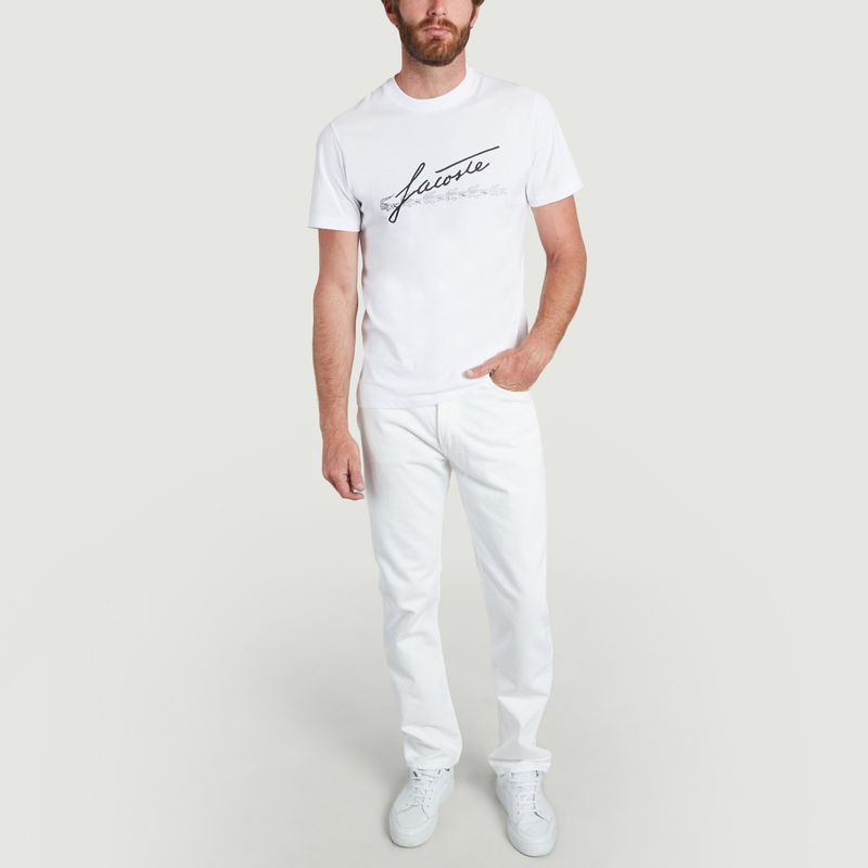 Premium cotton signature and crocodile print crew neck t-shirt - Lacoste