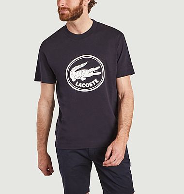 T-shirt à col rond en coton avec logo imprimé en 3D
