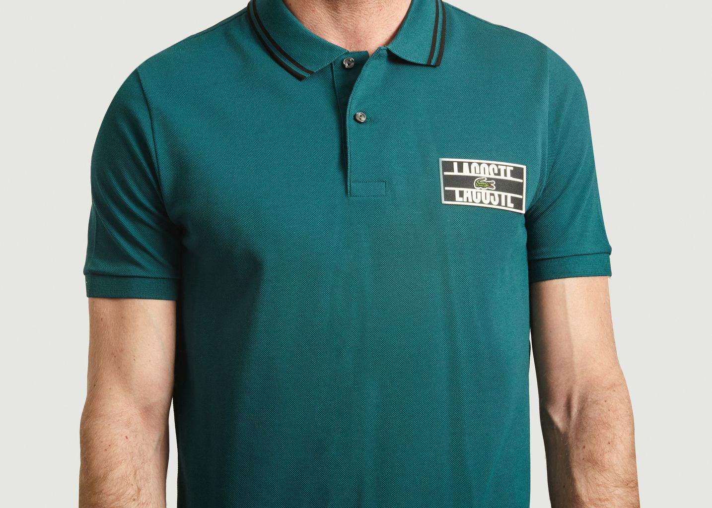 Polo shirt with logo patch and contrasting edge - Lacoste Live