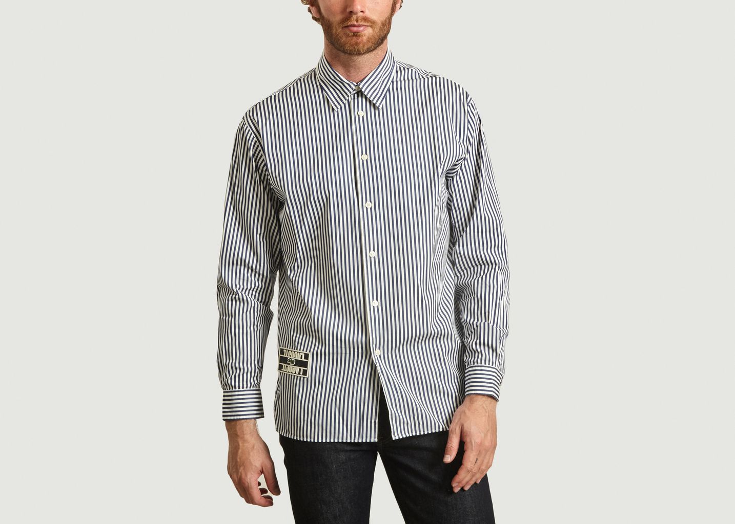 Striped boxy fit shirt with logo patch - Lacoste Live