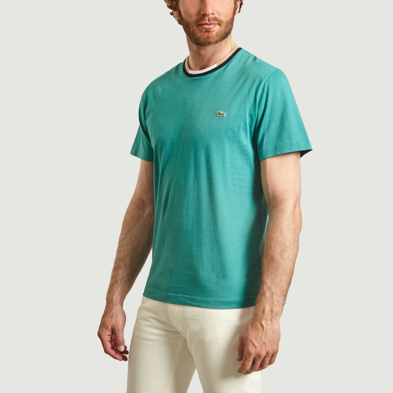 T-shirt en coton à col contrasté - Lacoste
