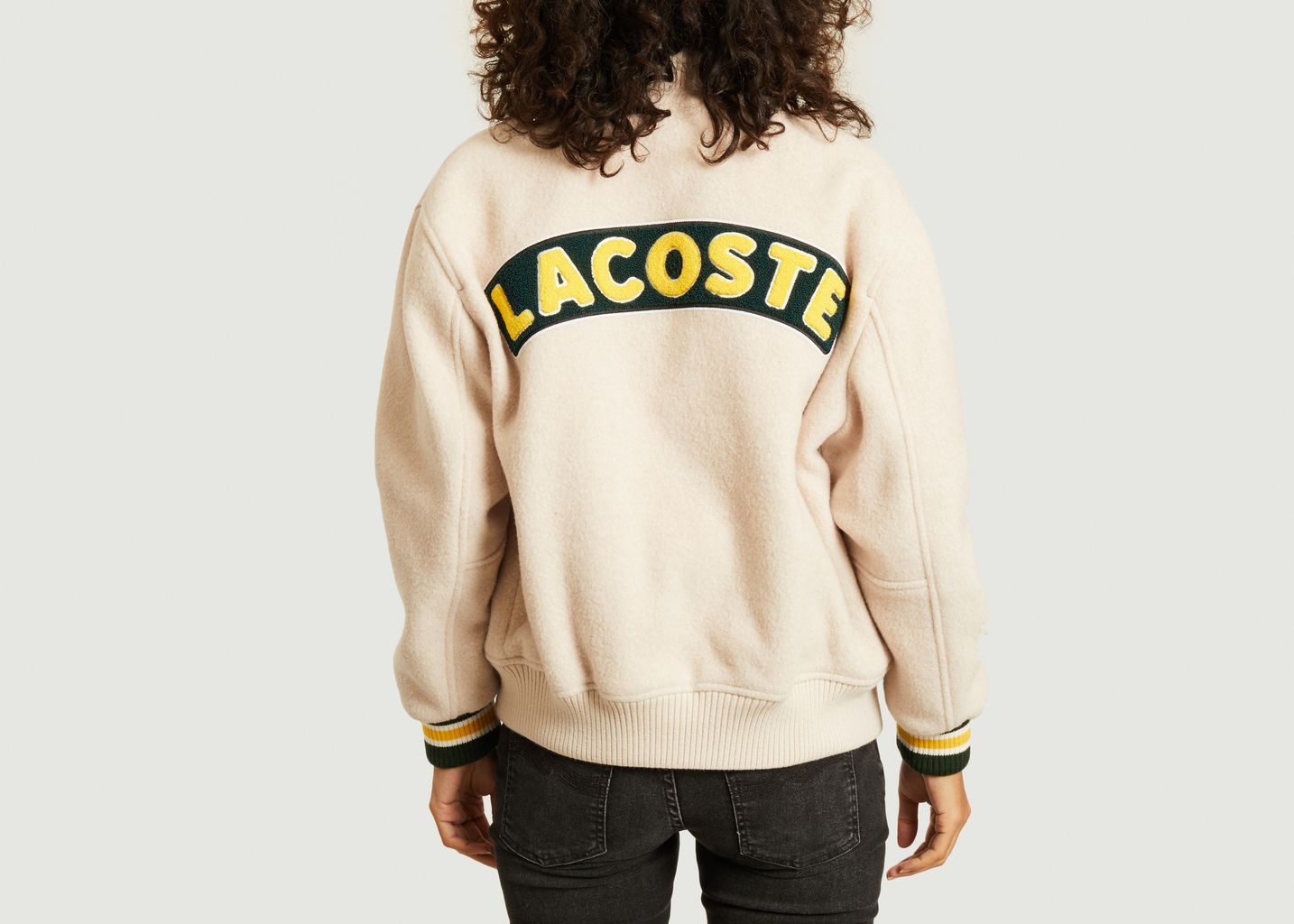 Oversized teddy jacket with logo Sand Lacoste Live | L’Exception