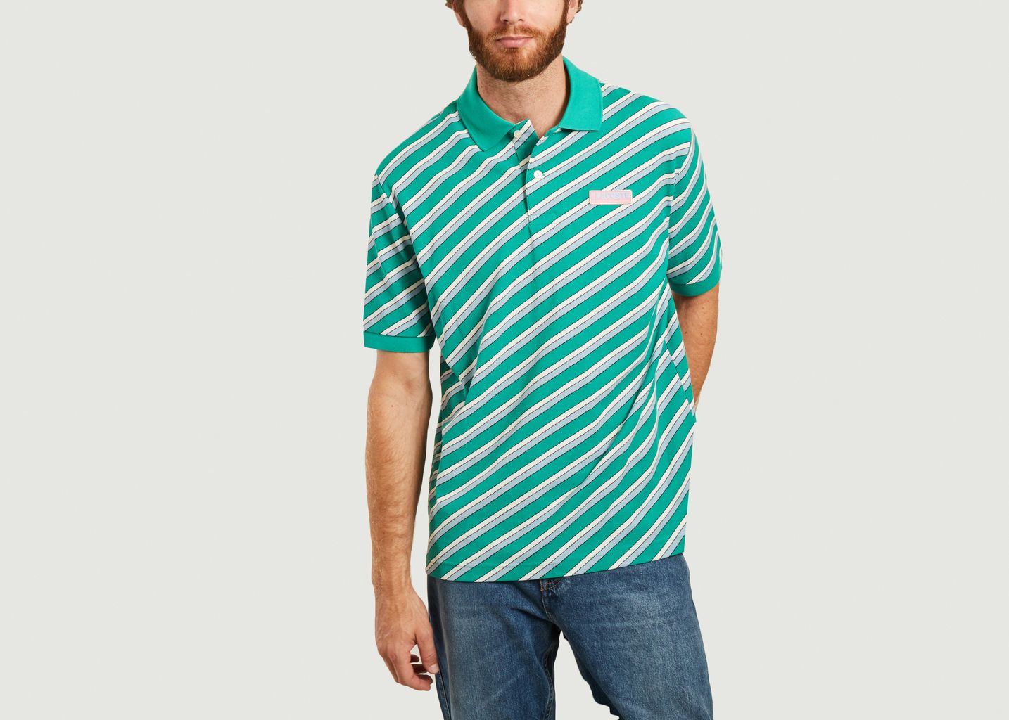 Afspejling Torrent tilpasningsevne Striped loose fit polo shirt Green Lacoste Live | L'Exception