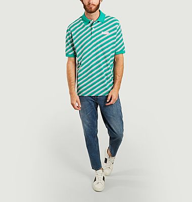 Striped loose fit polo shirt
