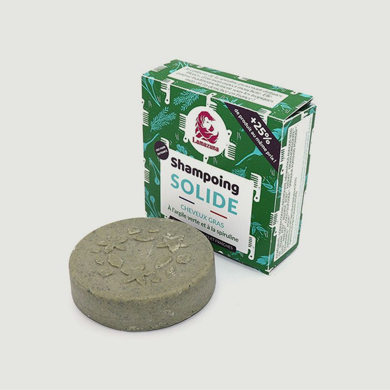 Green Clay Spirulina Solid Shampoo for Oily Hair - Lamazuna