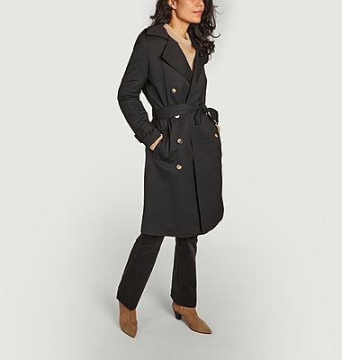 Belted long trench coat Frau