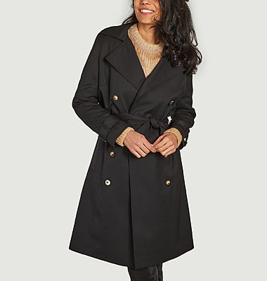 Belted long trench coat Frau