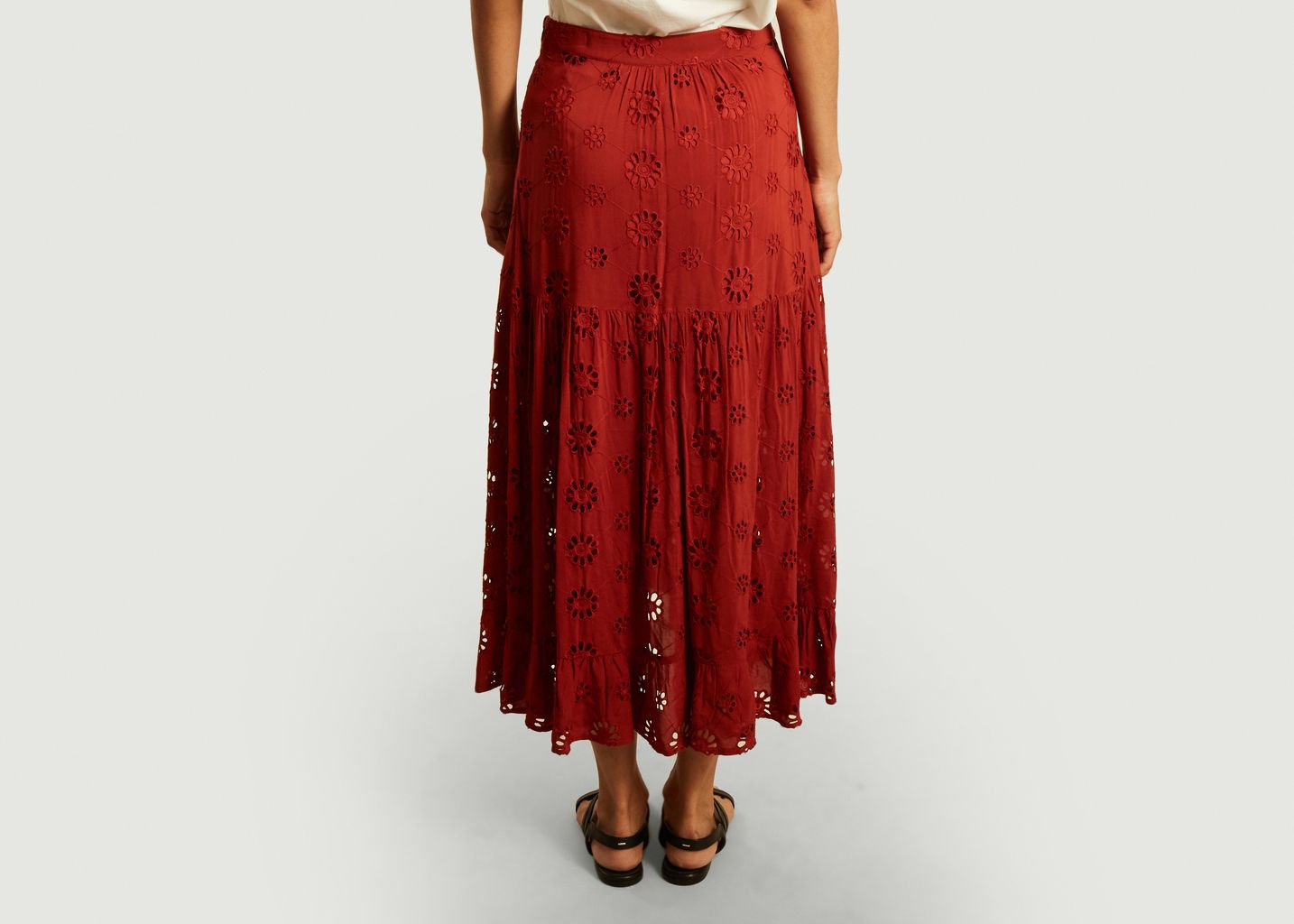 Juponnée english embroidery long skirt - La Petite Française